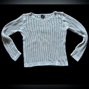 Gray Open-Knit Crewneck Sweater